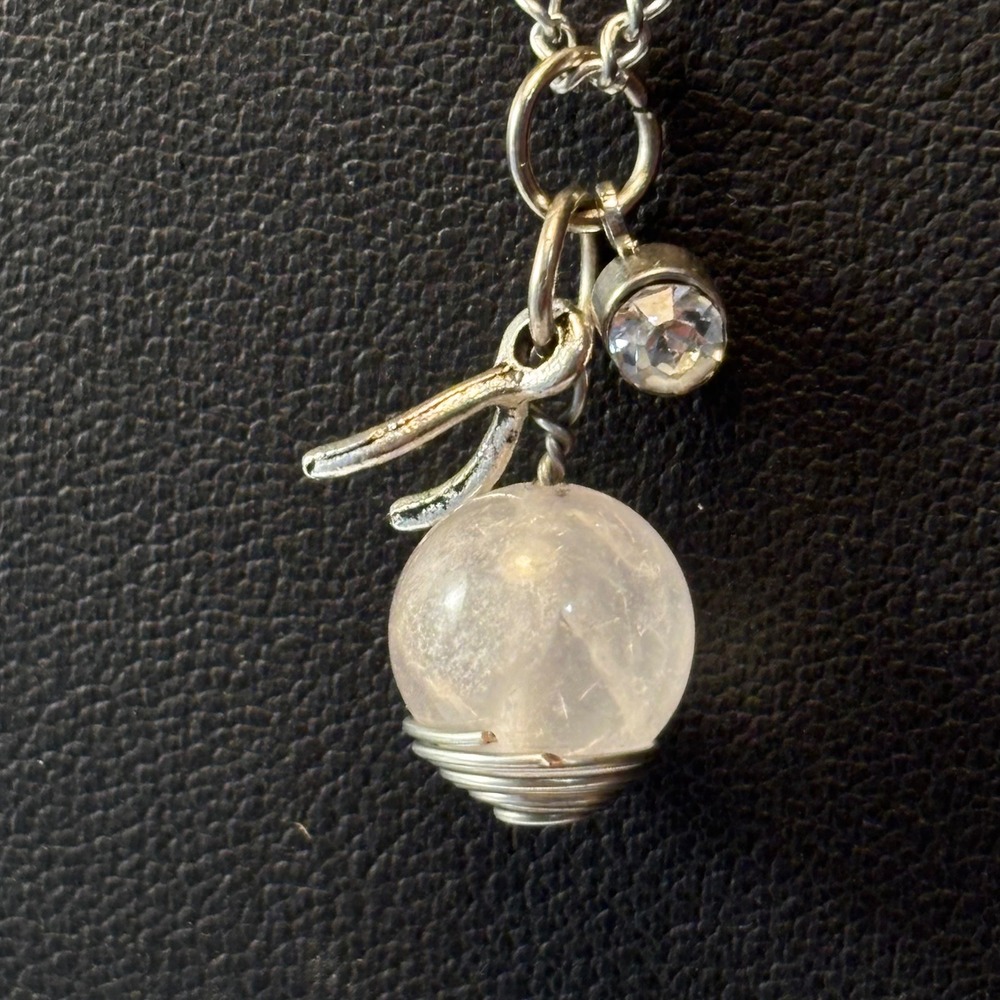 Necklace Rose Quartz Wishbone Pendant Boho Whimsygoth Minimalist